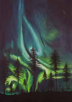 Northern lights. Painted by Nicky Boyce of Special Thing for Special People