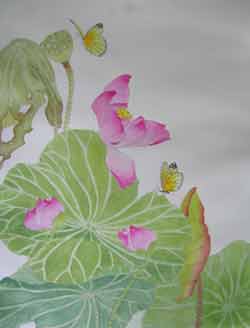 Lotus Flowers and Leaves. Painted by Nicky Boyce of Special Thing for Special People