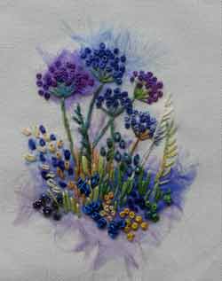 Blue Agapanthus stitched by Nicky Boyce of Special Thing for Special People